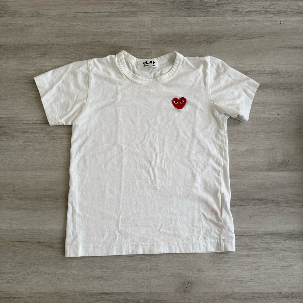 PLAY Comme des Garcons White Tee with Red Heart